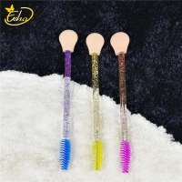 Double Head Eyebrow Brush, Crystal Handle, Soft Round Puff Brush, Eyelash Curler, Eyelash Brush